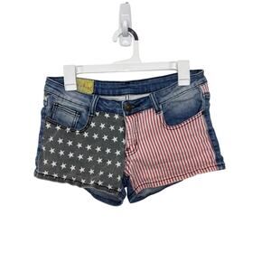 Y2K Machine Nouvelle Mode American Flag Jean Short Shorts Size Large 4th of July